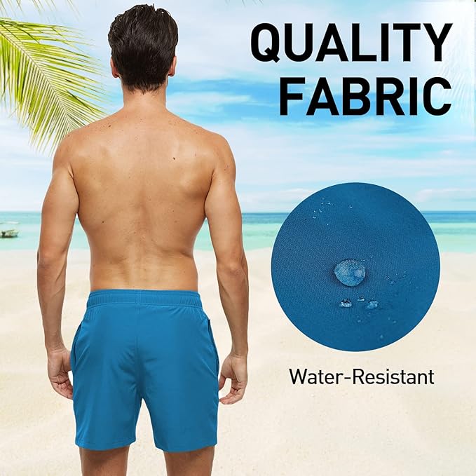 Arcweg Men's Swimming Shorts Mens Swim Trunks with Zipper Pockets Swim Shorts Mesh Lining Stretchy Board Shorts Surfing Beach Shorts Quick Dry