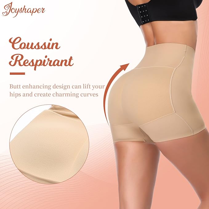 Joyshaper Butt Lifter Shorts Women Padded Panty Control Knickers Underwear Hip Enhancer Shapewear Beige S