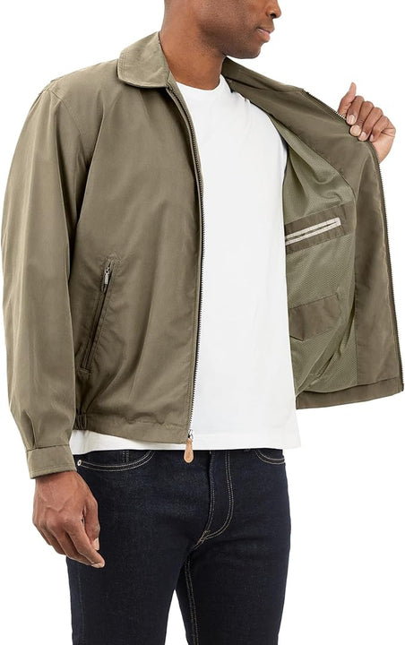 London Fog Men's Auburn Zip-Front Golf Jacket (Regular & Big-Tall Sizes) Cotton Lightweight, Olive, S