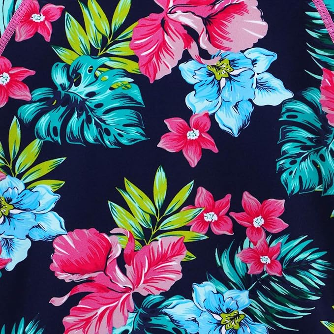 ZNYUNE Girls' one-piece swimsuit, sun protection, swimwear, children's long-sleeved swimsuit