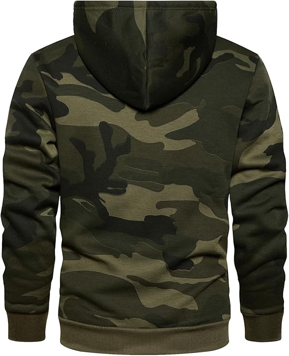 MANLUODANNI Men's Pullover Fleece Sweatshirt Camouflage Hoodies Army Green L