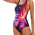 Veranobreeze Women’s Athletic Print One Piece Swimsuits Training Swimwear Racerback Competitive Bathing Suit for Women (Purple Flame, UK12)