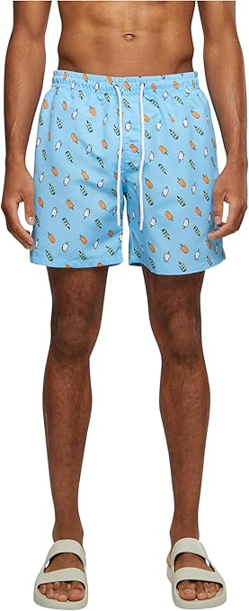 Urban Classics Men's Pattern swim Shorts Badeshorts, Blue (Lightblue/Ice 02060), 5XL