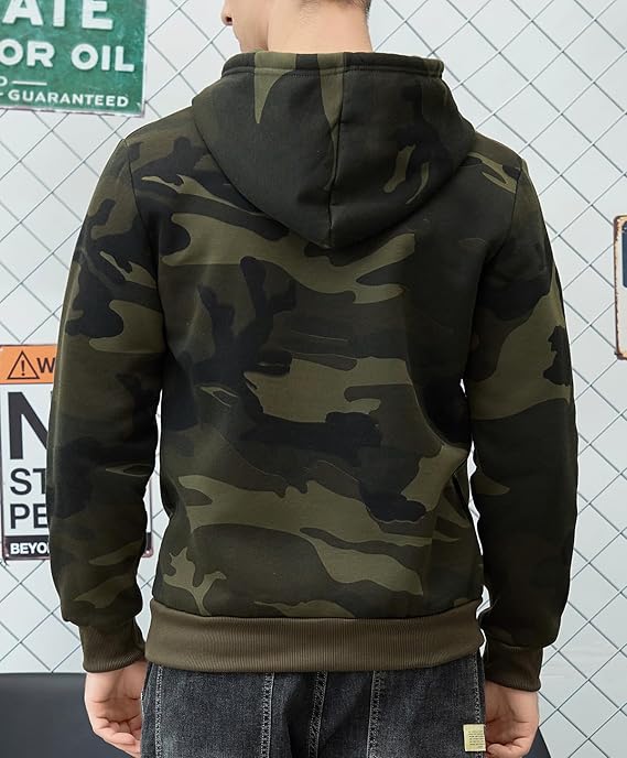 MANLUODANNI Men's Pullover Fleece Sweatshirt Camouflage Hoodies Army Green L