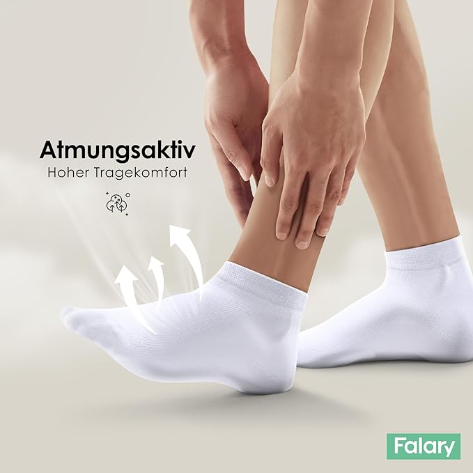 FALARY Trainer Ankle Socks for Men Women 10 Pairs Sport Low short White 6-8