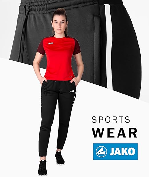 JAKO Women's All-Round Training Trousers Tracksuit Bottoms Long, Black, 38