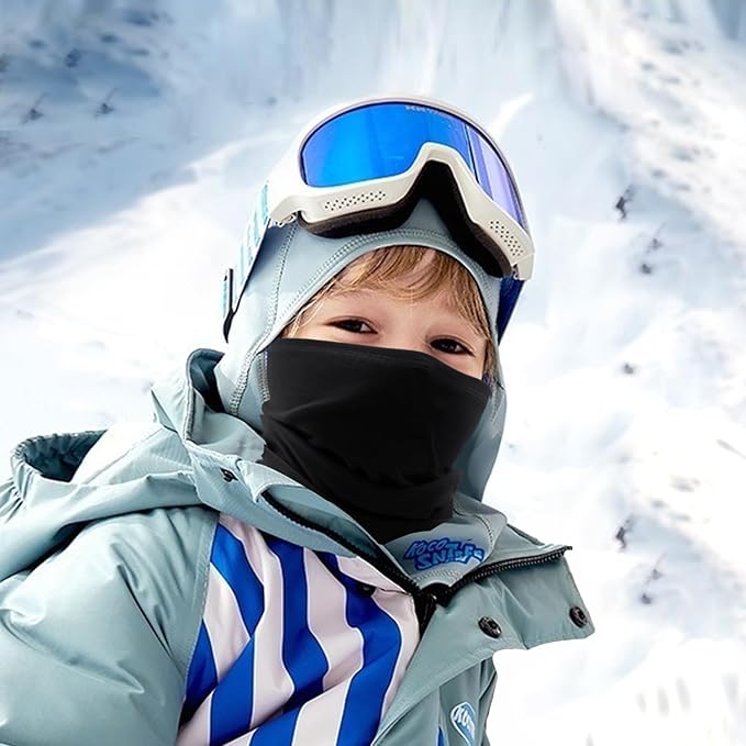 EUPSIIU 2 Pcs Kids Neck Warmer, Winter Neck Warmer Gaiter Fleece, Kids Ski Mask,Tube Scarf, Windproof Neck Scarf, Thermal Mask for Outdoor Sports Skiing Running Boys and Girls, One Size