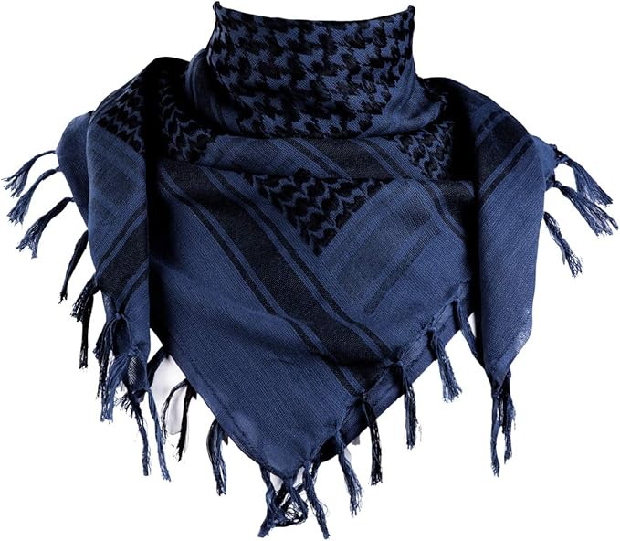 FREE SOLDIER Scarf Military Shemagh Tactical Desert Keffiyeh Head Neck Scarf Arab Wrap with Tassel 43x43 inches (Blue)