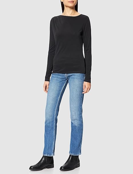 NA-KD Women's Draped Long Sleeve Top Shirt, Black, X-Large
