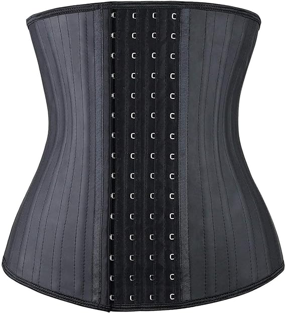 YIANNA Waist Trainer for Women Latex Underbust Waist Corsets Cincher Hourglass Body Shaper 4 Hooks, Black 25 Steed Bones, Medium