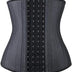 YIANNA Waist Trainer for Women Latex Underbust Waist Corsets Cincher Hourglass Body Shaper 4 Hooks, Black 25 Steed Bones, Medium