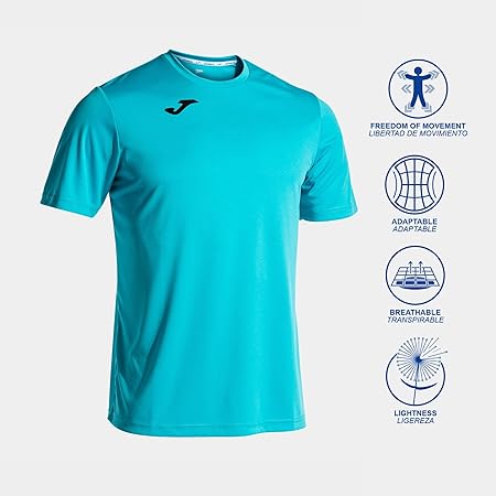 Joma Men's Combi M/C T-Shirt, Fluor Turquoise, XL