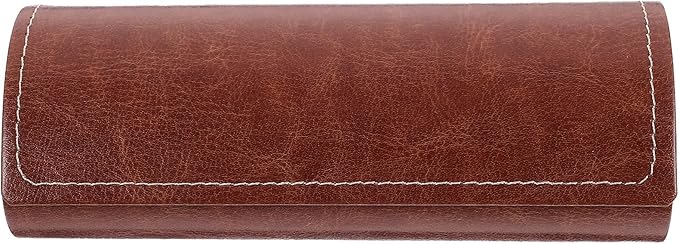 SUPVOX Hard Glasses Case Leather Sunglasses Eyeglasses Spectacle Storage Case Holder with Magnetic Closure men and women (Brown)