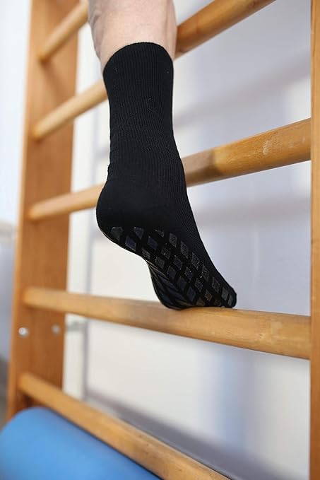 Rainbow Socks - Women Men Cotton Diabetic Elastic Loose Non Slip Socks - 2 Pairs - Black, UK 6.5-8