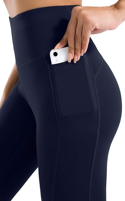 JOYSPELS Women's High Waisted Gym Leggings - Yoga Pants Womens Workout Running Sports Leggings with Pockets - NavyBlue - M