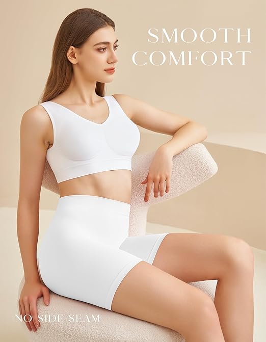 SIMIYA 4 Pack Womens Boxer Shorts Seamless Chub Rub Shorts Stretchy Anti Chafing Underwear for Under Dresses(Black+White+Nude+Pink,3XL)