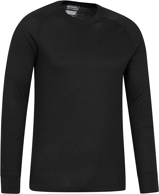 Mountain Warehouse Talus Mens Thermal Baselayer Top - Long Sleeve Sweater, Zip Neck, Quick Drying Pullover, Breathable, Lightweight - Great for, Travelling Black L