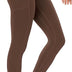 OVRUNS High Waist Gym Leggings for Women Yoga Pants with Pockets Workout Running Compression Leggings for Women - Brown - S