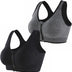 CLOUSPO Sports Bra Post Surgery Bra Zip Front Wireless with Removable Pads Yoga Bra for Workout Fitness(XXL,Grey+Black)