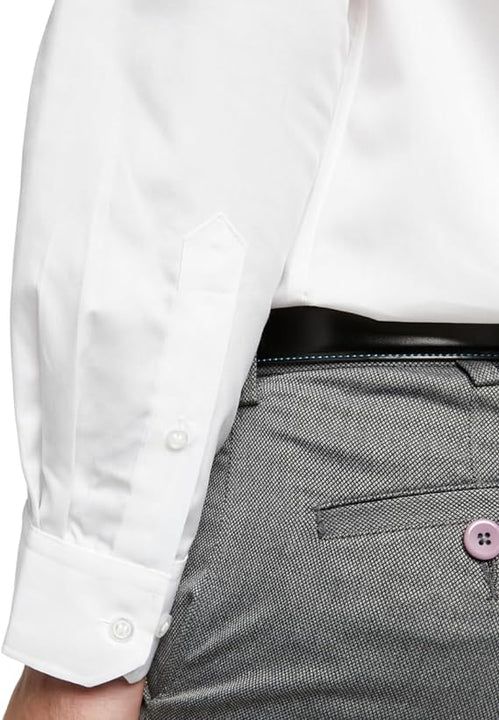 Double TWO Men's Long Sleeve Plain Formal Shirt Non Iron Classic Fit Business Dress Shirt