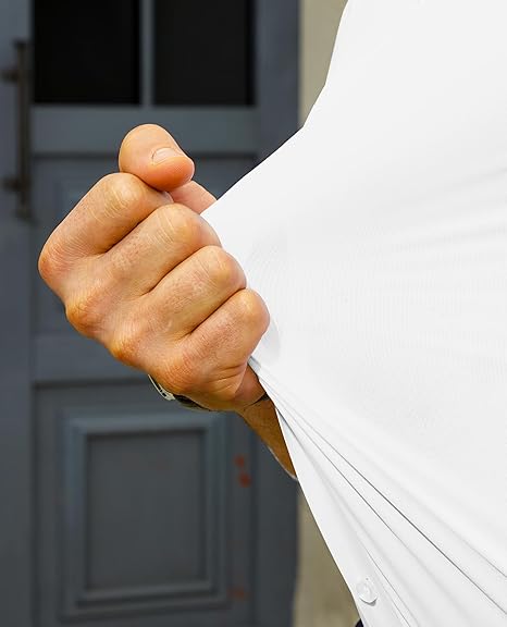 DEMEANOR Stretch Dress Shirts for Men Long Sleeve Mens Dress Shirts Slim fit Mens Casual Non Iron Shirts Formal Muscle fit Shirts for Men Pearl White, M