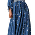 Yoisdtxc Women 's Smocked Square Neck A Line Flowy Maxi Long Dress Flower Print Half Sleeves Backless Embroidery Loose Swing Dress (Dark Blue, M)