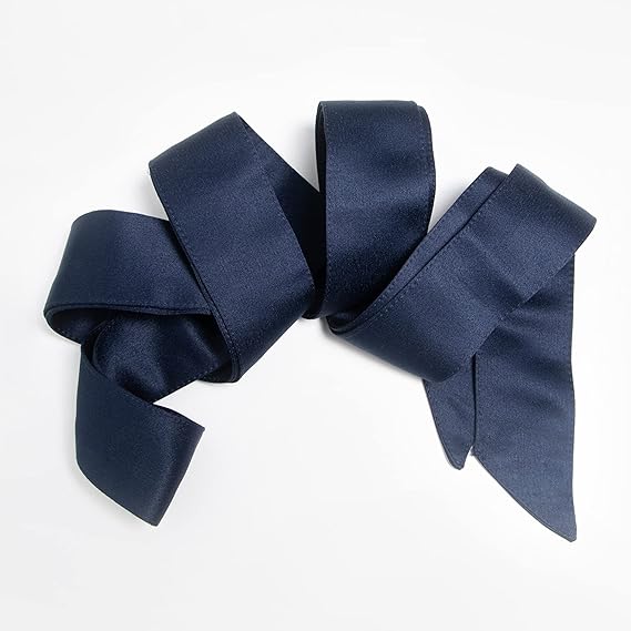 Maya Deluxe Women's Belt Ladies Satin Sash Waist Tie Ribbon Bow Accessory for Bridesmaids Bridal Wedding Prom Evening Occasion, Navy, L-XL