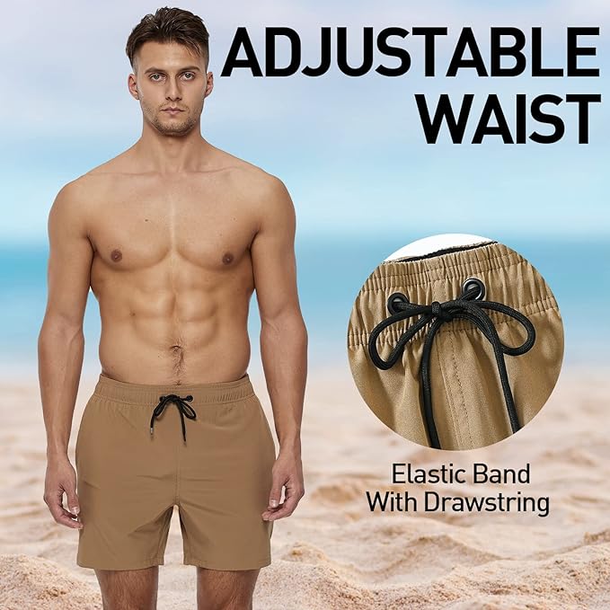 Arcweg Men's Swimming Shorts Mens Swim Trunks with Zipper Pockets Swim Shorts Mesh Lining Stretchy Board Shorts Surfing Beach Shorts Quick Dry