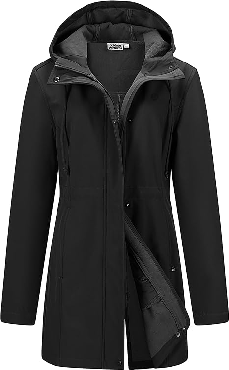 Outdoor Ventures Softshell Jacket Ladies Rain Jacket Functional Rain Coat Windbreaker Waterproof Hiking Jacket Breathable Outdoor Jacket with Hood for Spring Fall Winter XL