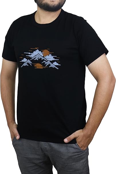 Bahob® 2 Pack Men's T-Shirts Short Sleeve Printed T Shirts for Men Round Neck Cotton Tops Shirt S-3XL (2 Pack Blak, 3XL)