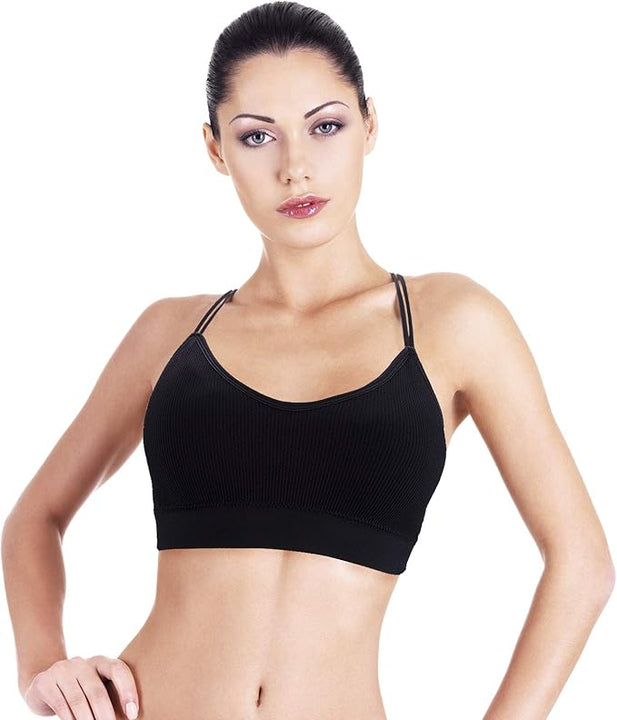 BQTQ 5 Pieces Camisole Bras for Women V Neck Camisole Bralettes Seamless Sleeping Bra with Straps and Removable Pads for Women Girls, M