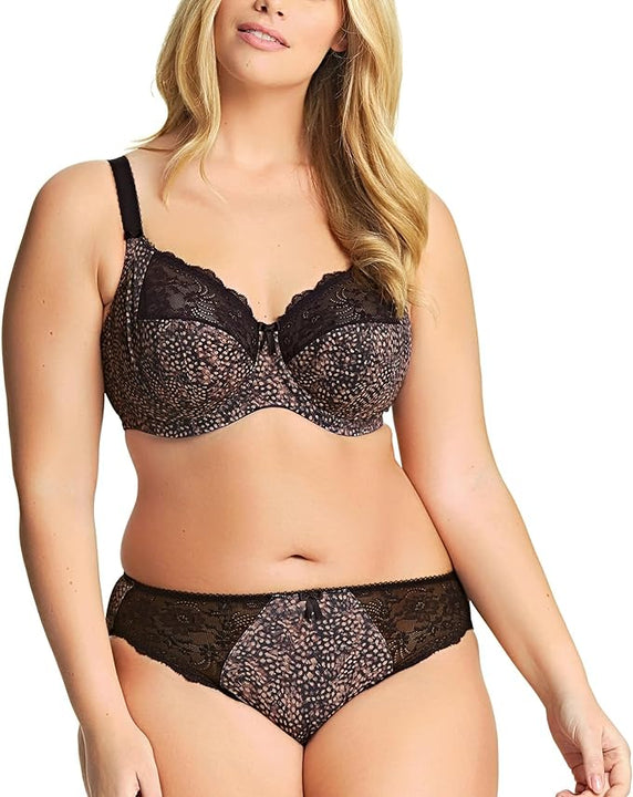 Elomi Women's Morgan Banded Underwire Stretch Lace Bra, 1 None (Opacity Does not Have a Unit), Ebony, 40K