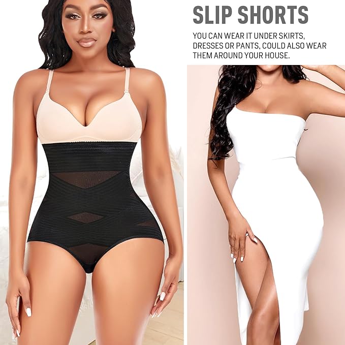 Werkiss Shapewear for Women Tummy Control Knickers Shaping Underwear(#Z Black-cross briefs-13s, M)