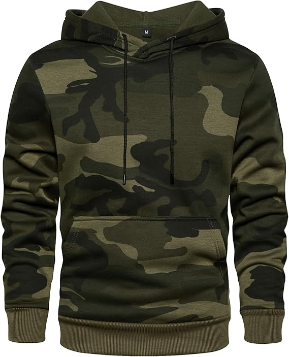 MANLUODANNI Men's Pullover Fleece Sweatshirt Camouflage Hoodies Army Green L