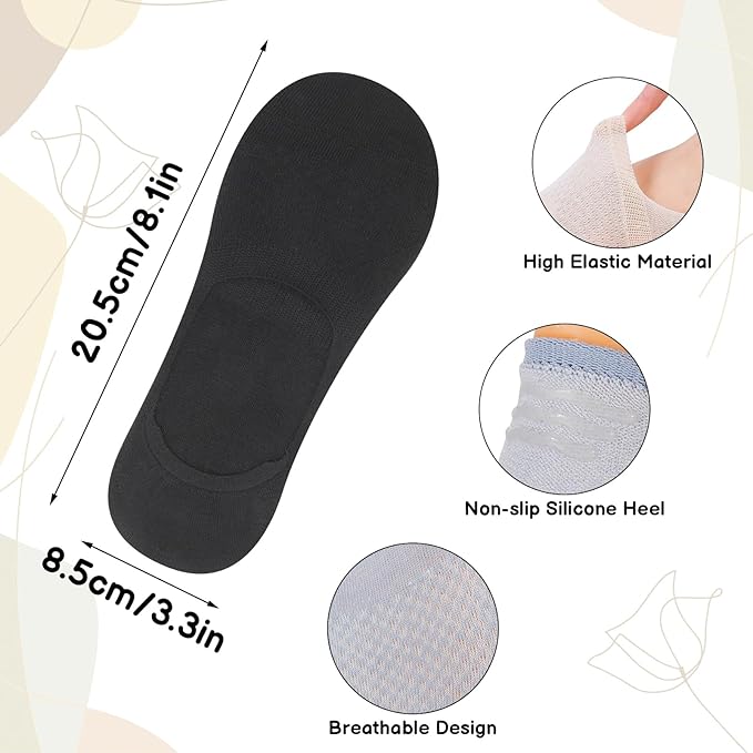 Zuimei 7 Pairs No Show Socks for Women, Breatheble Invisible Ultra Low Cut Liner Socks Non Slip Cotton Boat Socks Boat Shoes with Silicone Strips for Sneaker Loafers. Multicolor, 4.5-7