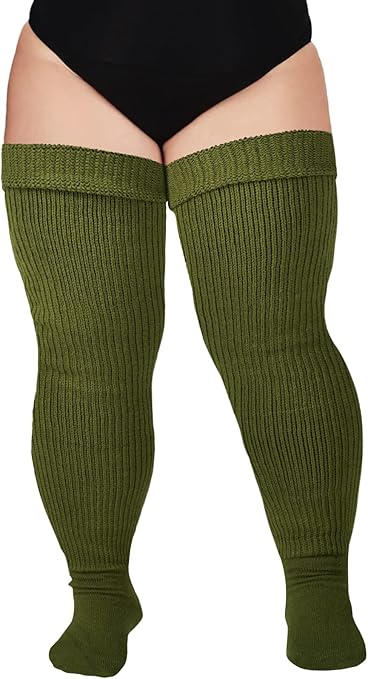 Plus Size Womens Thigh High Socks for Thick Thighs- Extra Long & Thick Over the Knee Stockings- Leg Warmer Boot Socks