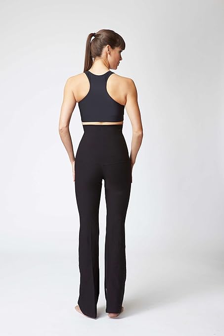 TLC Sport Women's Tummy Control with Figure Firming High Waist Bootleg-Black-Long-S