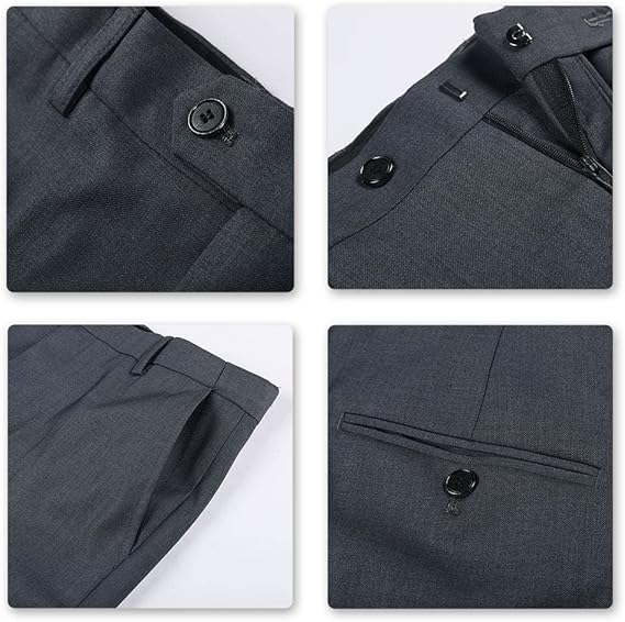 Allthemen 3 Piece Slim Fit Suit Wedding Dress Casual One Button Lounge Suit, XS, Grey