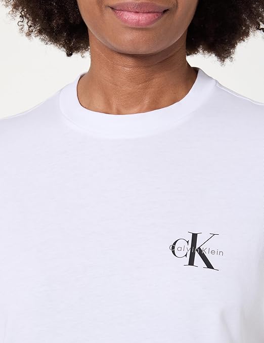 Calvin Klein Jeans Women's A- Logo CN Tee LV047C905G Tees, White (Brilliant White), XS
