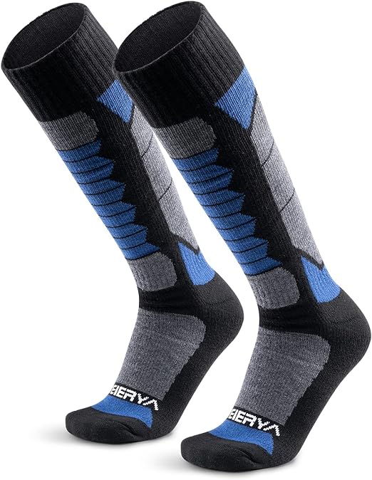 WEIERYA Ski Socks 2-Pack Merino Wool, Anti-Pilling Wool Skiing Socks, Suitable For Men & Women Darkblue S