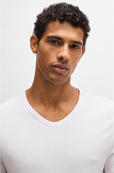 BOSS Mens TShirtVN 2P Classic Three-Pack of Cotton-Jersey Underwear T-Shirts with V Neckline