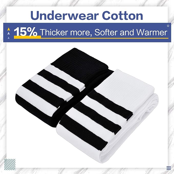 Kayhoma Extra Long Cotton Stripe Thigh High Socks Over the Knee High Plus Size Stockings…, Black/White, M