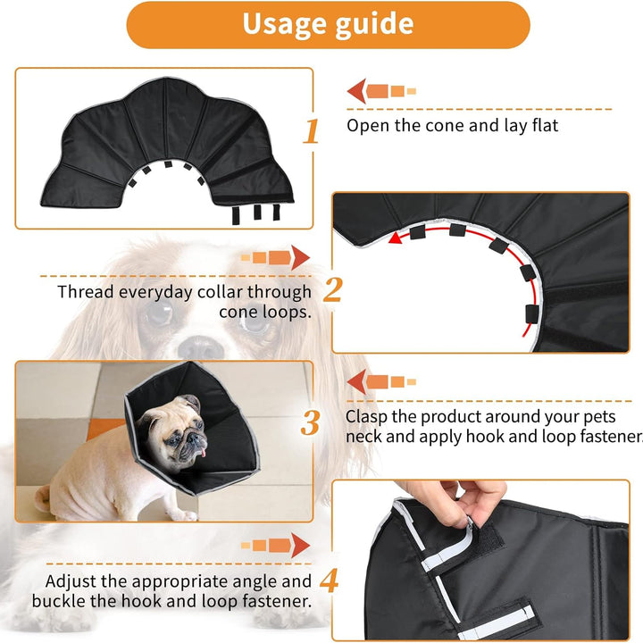 Dog Cone Collar for After Surgery, Adjustable Recovery Collars for Dogs, Soft Comfy Cone Elizabethan Collar for Large Medium Dogs Wound Healing, XL