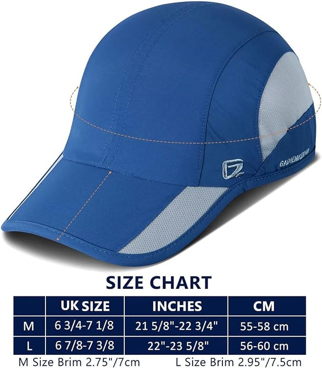 GADIEMKENSD Quick Dry Sports Hat Lightweight Breathable Soft Outdoor Running Cap Baseball Caps for Men (Blue, M)