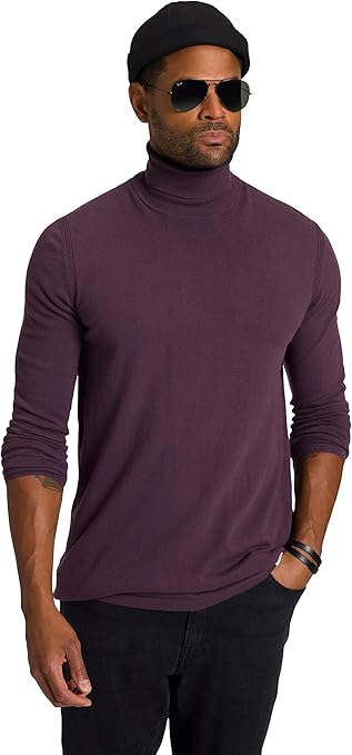 STHUGE Men's Turtle Neck Sweater, Aubergine, XL