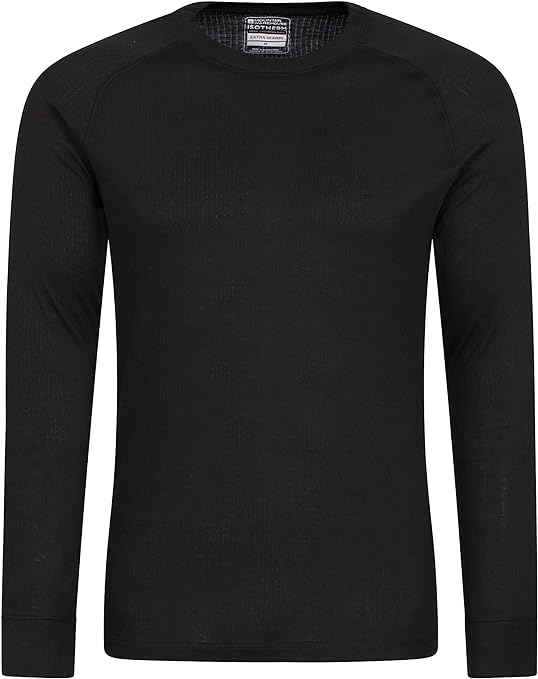 Mountain Warehouse Talus Mens Thermal Baselayer Top - Long Sleeve Sweater, Zip Neck, Quick Drying Pullover, Breathable, Lightweight - Great for, Travelling Black L