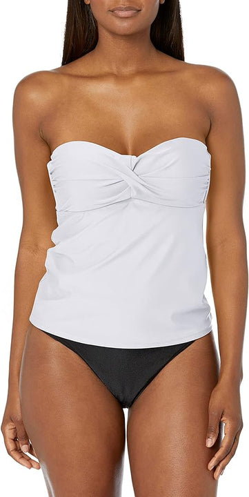 Catalina Women's Twist Front Bandeau Swimsuit Tankini Top, White, L UK