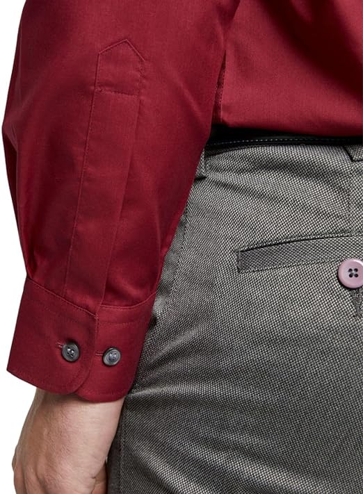 Double TWO Men's Long Sleeve Plain Formal Shirt Non Iron Classic Fit Business Dress Shirt