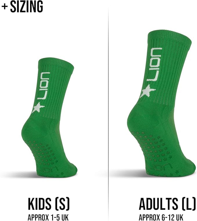 LION SPORTSWEAR Football Grip Socks For Men/Women/Kids - Variety Of Colours To Match Your Team Kit & Sleeve Socks (Green, 6-12)