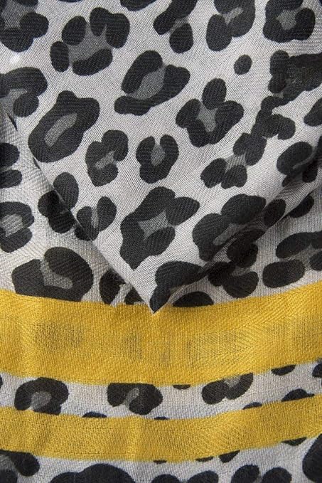 Style Slice Leopard Print Scarf for Women Ladies Animal Print Scarves-Long Neck Scarf Mustard black leopard print scarf